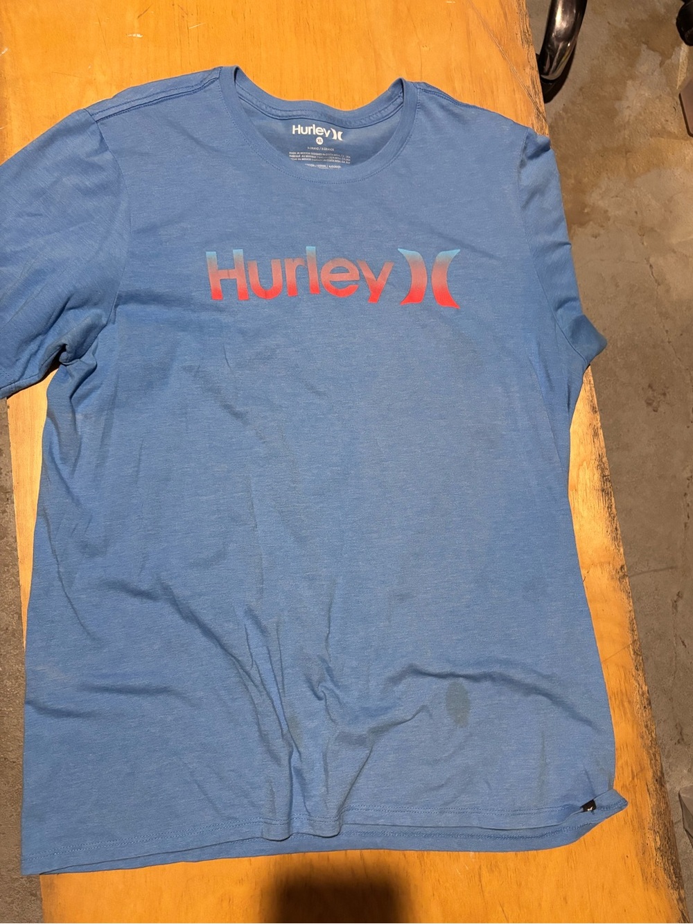 Hurley Blue Tee with Gradient Red Logo